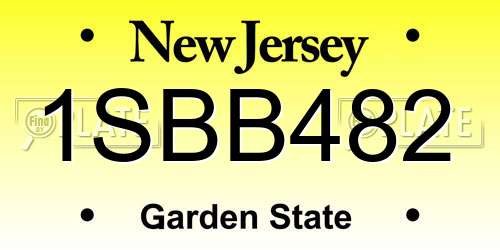 1SBB482 New Jersey License Plate
