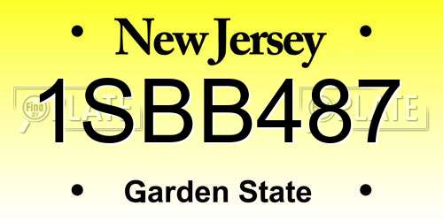 1SBB487 New Jersey License Plate