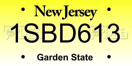 1SBD613 New Jersey License Plate