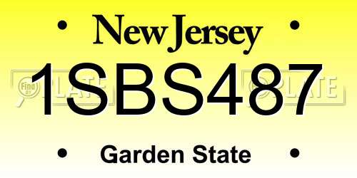 1SBS487 New Jersey License Plate