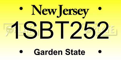 1SBT252 New Jersey License Plate