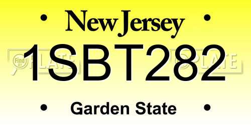 1SBT282 New Jersey License Plate