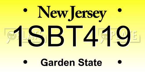 1SBT419 New Jersey License Plate