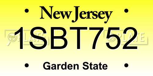 1SBT752 New Jersey License Plate