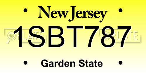 1SBT787 New Jersey License Plate
