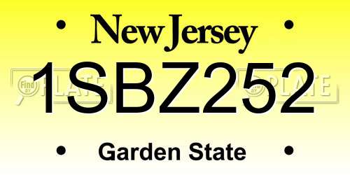 1SBZ252 New Jersey License Plate