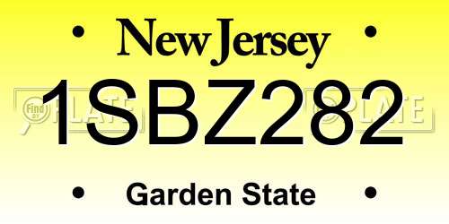 1SBZ282 New Jersey License Plate