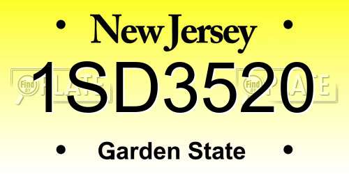 1SD3520 New Jersey License Plate