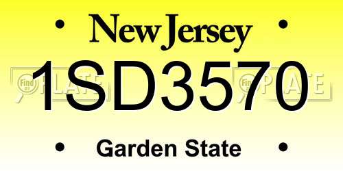 1SD3570 New Jersey License Plate