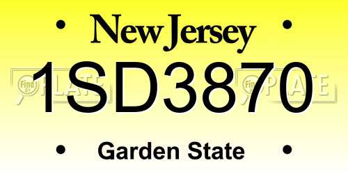1SD3870 New Jersey License Plate