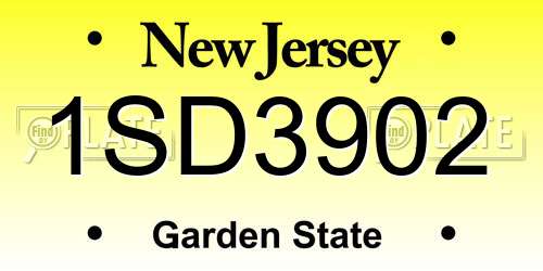 1SD3902 New Jersey License Plate