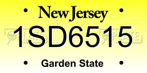 1SD6515 New Jersey License Plate