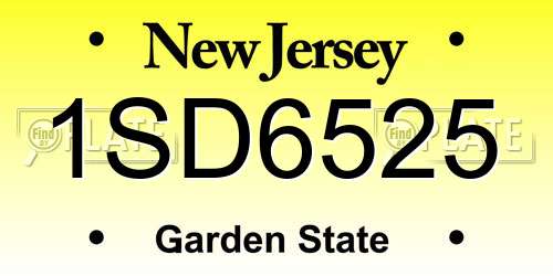 1SD6525 New Jersey License Plate