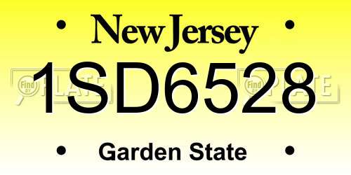 1SD6528 New Jersey License Plate