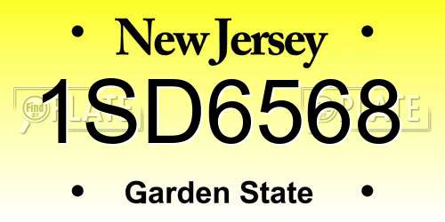 1SD6568 New Jersey License Plate