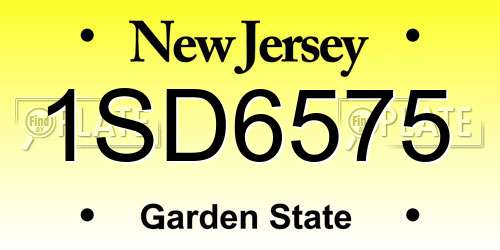 1SD6575 New Jersey License Plate