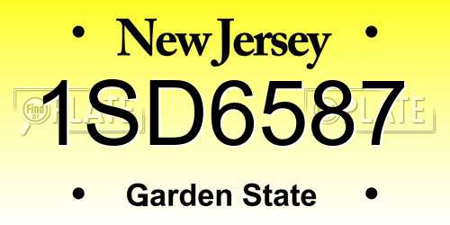 1SD6587 New Jersey License Plate