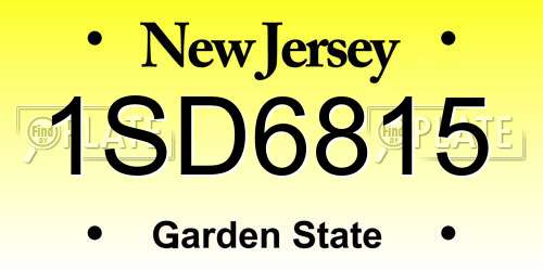 1SD6815 New Jersey License Plate