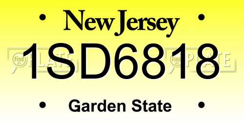 1SD6818 New Jersey License Plate