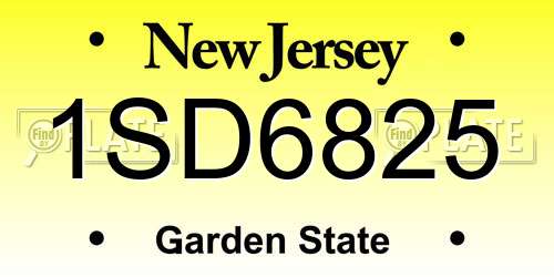 1SD6825 New Jersey License Plate