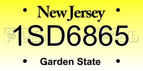 1SD6865 New Jersey License Plate