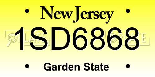 1SD6868 New Jersey License Plate