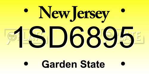 1SD6895 New Jersey License Plate