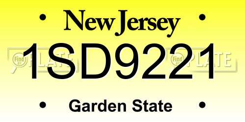 1SD9221 New Jersey License Plate