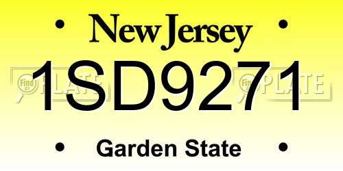 1SD9271 New Jersey License Plate
