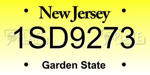 1SD9273 New Jersey License Plate