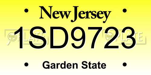 1SD9723 New Jersey License Plate
