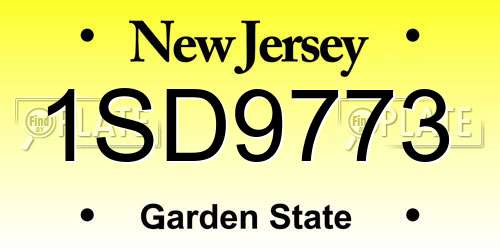 1SD9773 New Jersey License Plate