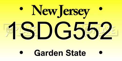 1SDG552 New Jersey License Plate