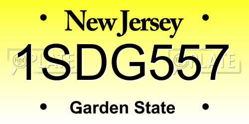 1SDG557 New Jersey License Plate