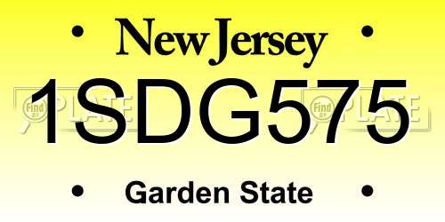 1SDG575 New Jersey License Plate