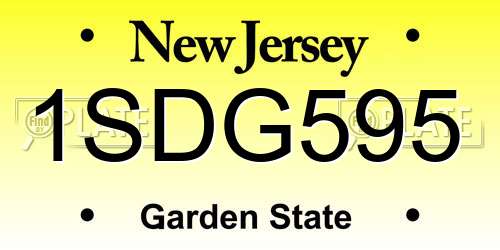1SDG595 New Jersey License Plate