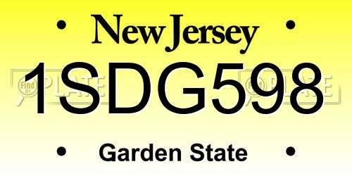 1SDG598 New Jersey License Plate