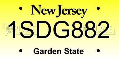 1SDG882 New Jersey License Plate