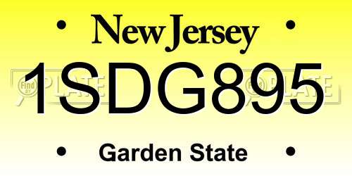1SDG895 New Jersey License Plate