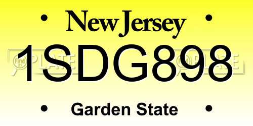 1SDG898 New Jersey License Plate