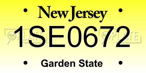 1SE0672 New Jersey License Plate