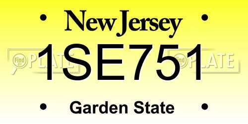 1SE751 New Jersey License Plate