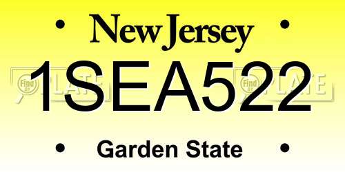 1SEA522 New Jersey License Plate