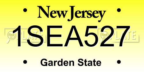 1SEA527 New Jersey License Plate