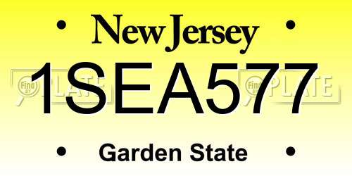 1SEA577 New Jersey License Plate