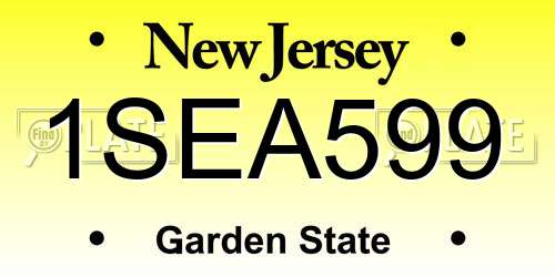 1SEA599 New Jersey License Plate