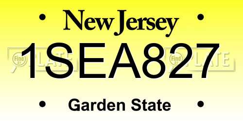 1SEA827 New Jersey License Plate