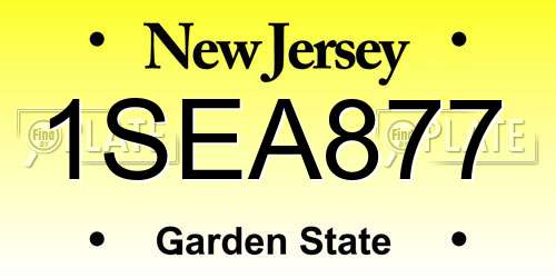 1SEA877 New Jersey License Plate