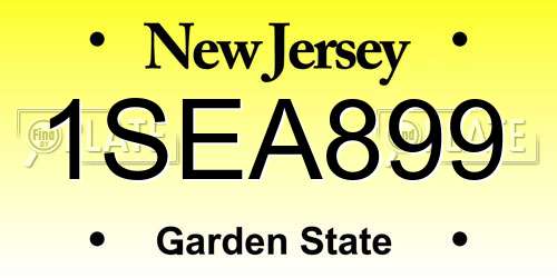 1SEA899 New Jersey License Plate
