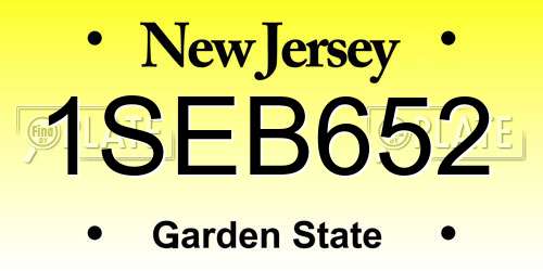 1SEB652 New Jersey License Plate